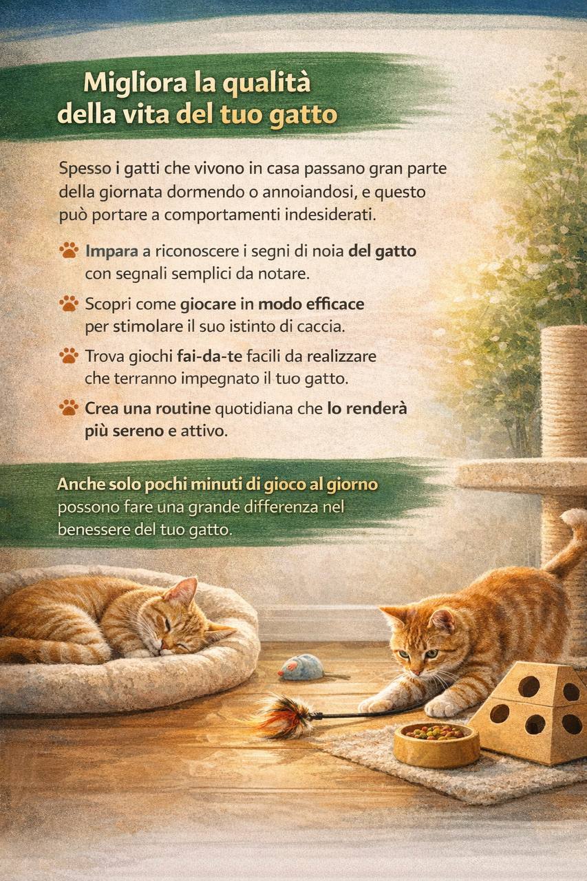 Il tuo Gatto si annoia? Guida PDF pratica per stimolarlo e tanto altro!